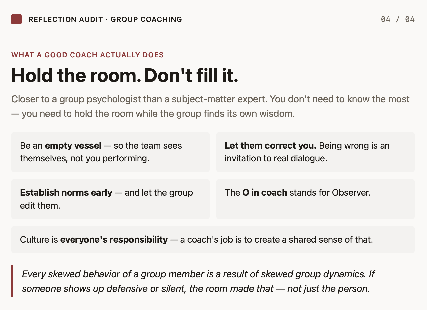 Hold the room. Don't fill it.