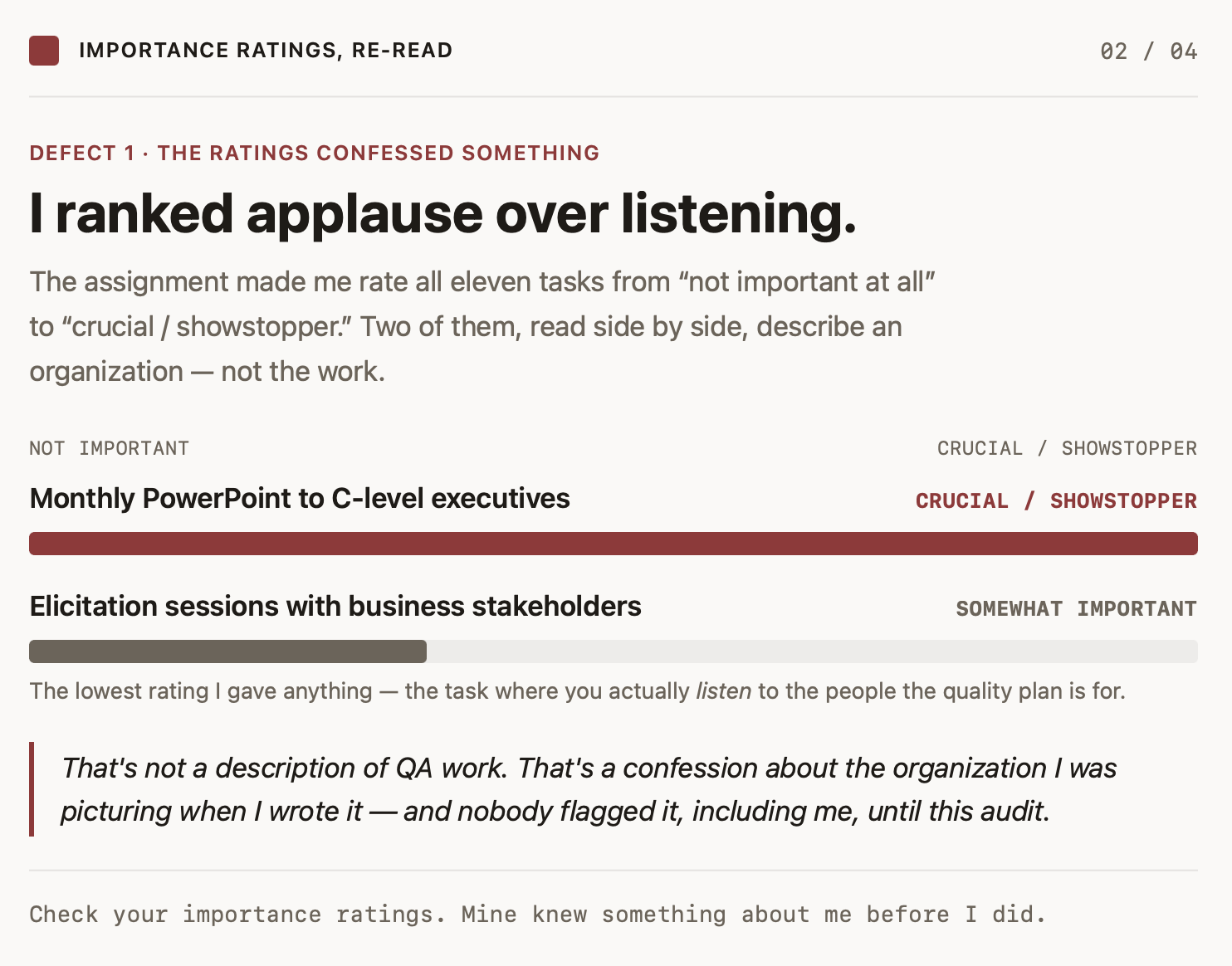 I ranked applause over listening.